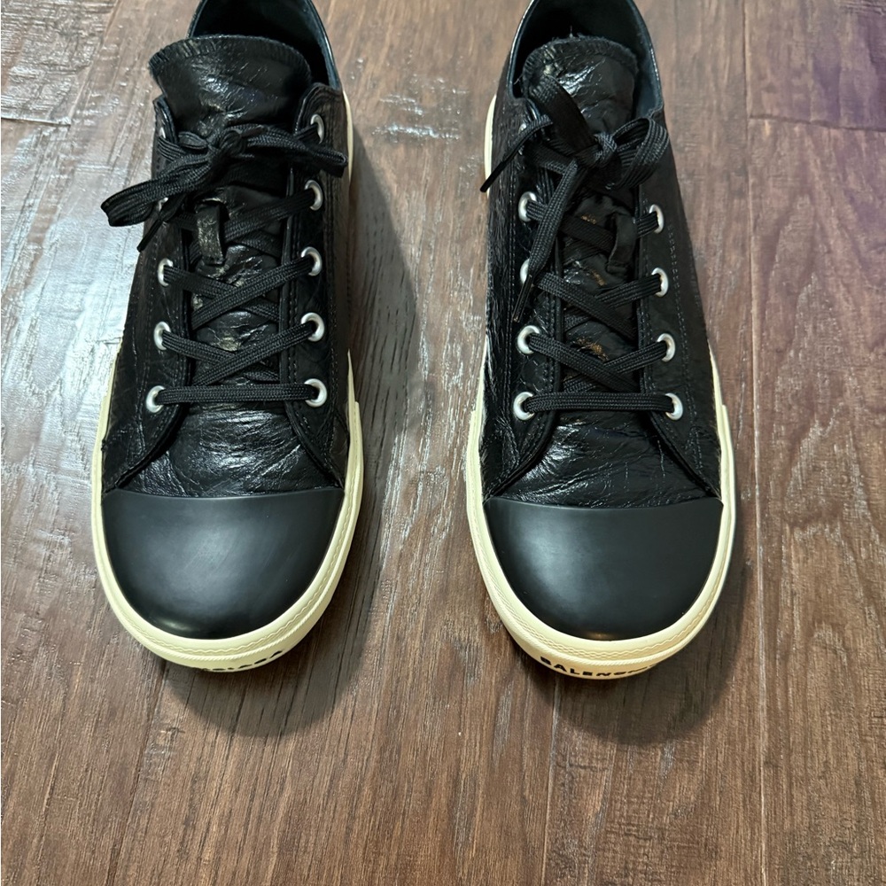 Balenciaga Paris Black Leather Men's Sneakers size 46